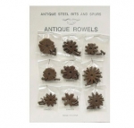 Antique Brown Spur Rowel Card 9 prs w/Rowel and Cotter Pins
