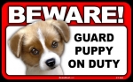 BEWARE Guard Dog on Duty Sign - Puppy - FREE Shipping