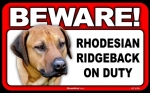 BEWARE Guard Dog on Duty Sign - Rhodesian Ridgeback - FREE Shipping