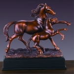 Bronze Finish Horse With Baby Horse Sculpture