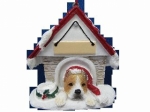Personalized Doghouse Ornament - Pit Bull Tan and White