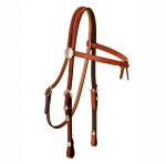 Tory Leather Brow Knot Headstall with 3-Piece Silver Buckle Set