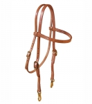 Tory Leather Harness Leather Brow Band Headstall with Brass Snap Ends