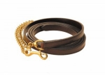 Tory Leather Havana 10' Double and Stitched Stud Lead with 30" Soild Brass Chain