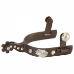 Weaver Leather Men's Spurs with Hand-Engraved Silver Buttons and Replaceable Rowels with Cotter Pins