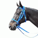 Nylon Race Horse Bridle with Rubber Reins and Curb Strap