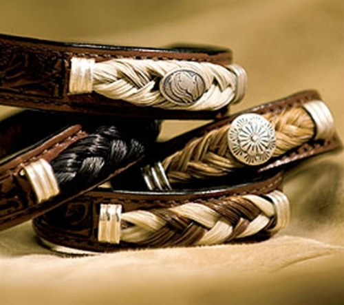 Thuisland Vel Tot ziens Cowboy Collectibles Horse Hair and Leather Concho Bracelets- Authentic  Horse Hair Jewelery at TOHTC.com