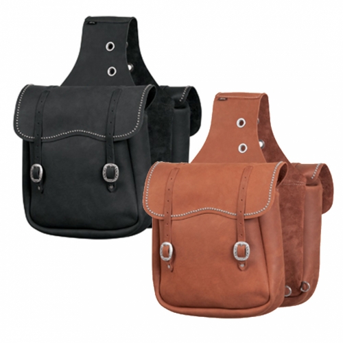 Rough out leather saddle bag with double buckle closure. – Dark Horse Tack  Company